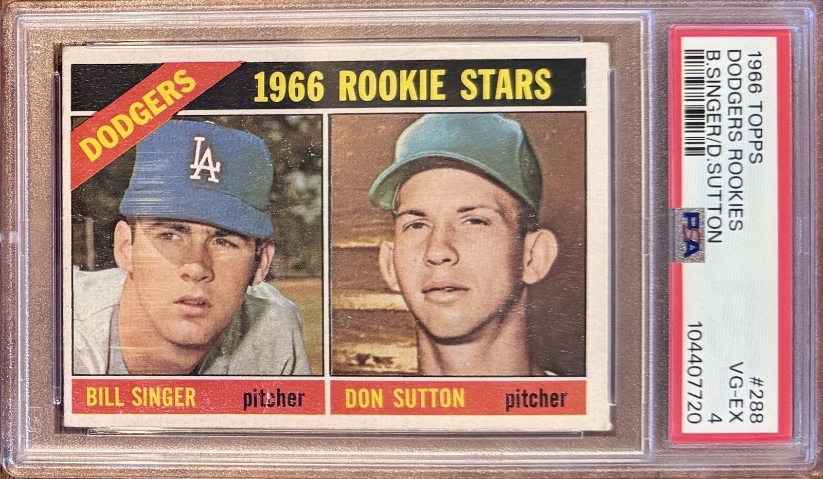 1966 Topps Baseball Dodgers Rookies Bill Singer Don Sutton RC #288 | PSA 4 | HOF