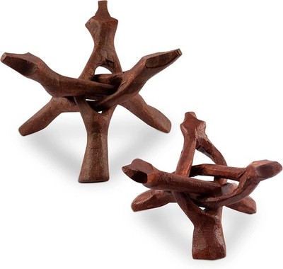Wooden Tripod Stand, Abalone Shell, Spheres, Geodes Crystal Holder, 4'' & 6''  Set