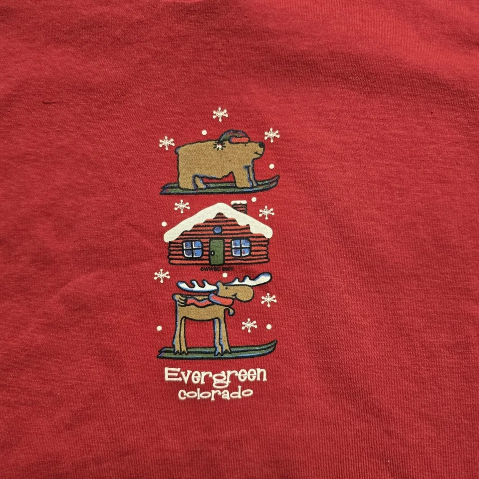 Camisa Vintage Evergreen Colorado Niños 4T 5-6 Rojo Naturaleza Alce Camiseta Y2K 00s Foto 2 de 4