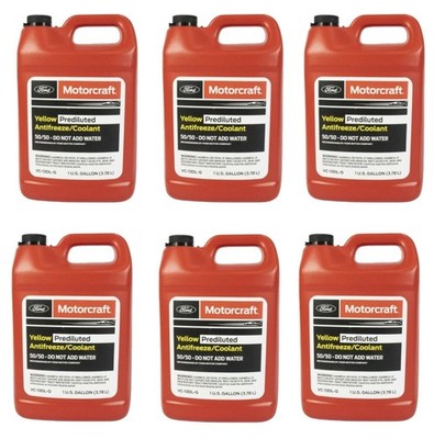 6 Gallon Engine Coolant Antifreeze Motorcraft Yellow Pre diluted 50/50 for FORD