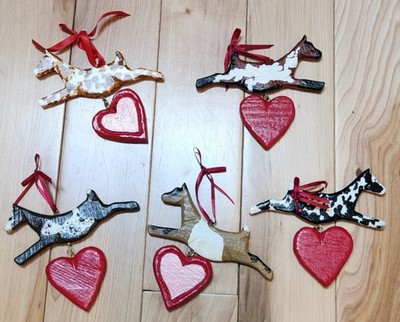 Hand-Painted Wooden Nigerian Dwarf Goat Ornament with Hanging Heart - NEW