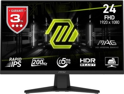 MSI MAG 244F 24'' FHD 200Hz 0.5ms IPS Display Gaming Monitor HDMI DP VESA