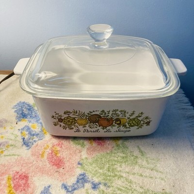 Corning Ware P-4-B 7 X 5 1/2 X 3, Le Persil La Sauge Spice of Life w/P-4-C Lid