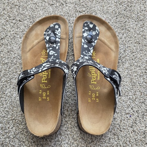 Papillio Birkenstock Gizeh Black Magnolia Floral Sandalen Größe 6 EU 37 - Bild 16 von 21