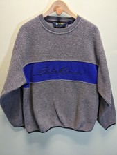 Vintage 90s Eddie Bauer EBTEK Fleece Sweatshirt Large Gray Logo Gorpcore GUC