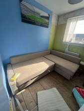 Beige Comfy Corner Sofa Bed With Storage, In Good Condition, Comes In 2 Parts!