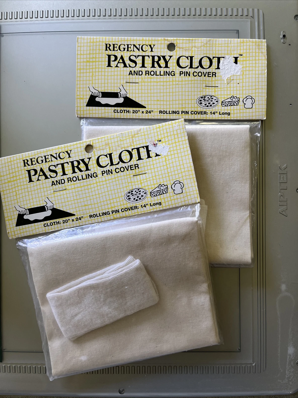 2- Regency 20 In. x 24 In. Pastry Cloth & 14 In. Cotton Rolling Pin Cover Sets