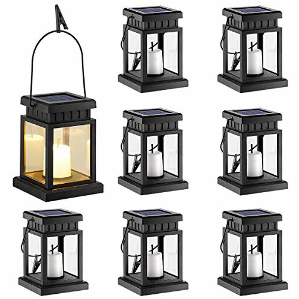 Gigalumi Floor Lamps 8 Pack Solar Hanging Lantern Outdoor Candle