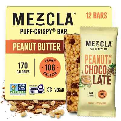 Mezcla Vegan Protein Bars, Gluten Free Snack Made with Pea Protein, Chocolate Ch