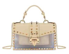 Women's Luxury Studded Shoulder Bag Crossbody Chain Party Handbag Pouch Clear