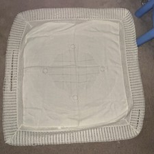 Vintage Unisex Waffle Baby Blanket Yellow Acrylic Fringe 37  X 37 Flowers