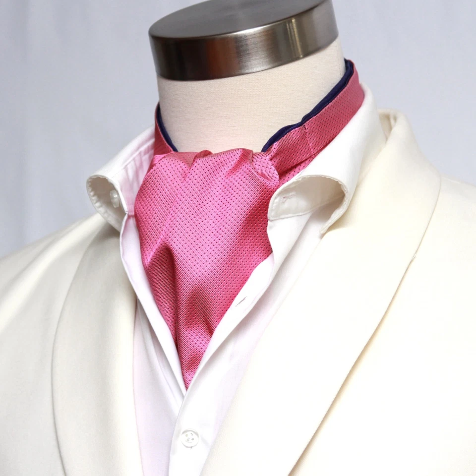 Caja de regalo de seda para hombre Cravat Ascot A210 regalo para él rosa púrpura rayas nueva con etiquetas A210 Foto 3 de 4