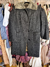 Gorgeous Vintage 1967 Herringbone Galleries Lafayette Coat With Curly Fur Collar