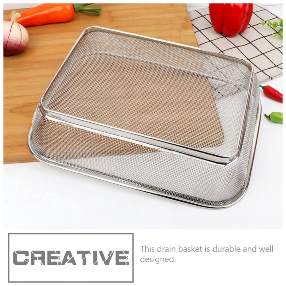 Stainless Steel Mesh Tray Fruit Water Filter Basket Colander Bowl