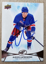 Alexis Lafreniere Signed 2020 UD Ice Autograph Rookie Card Rangers Auto RC. rookie card picture