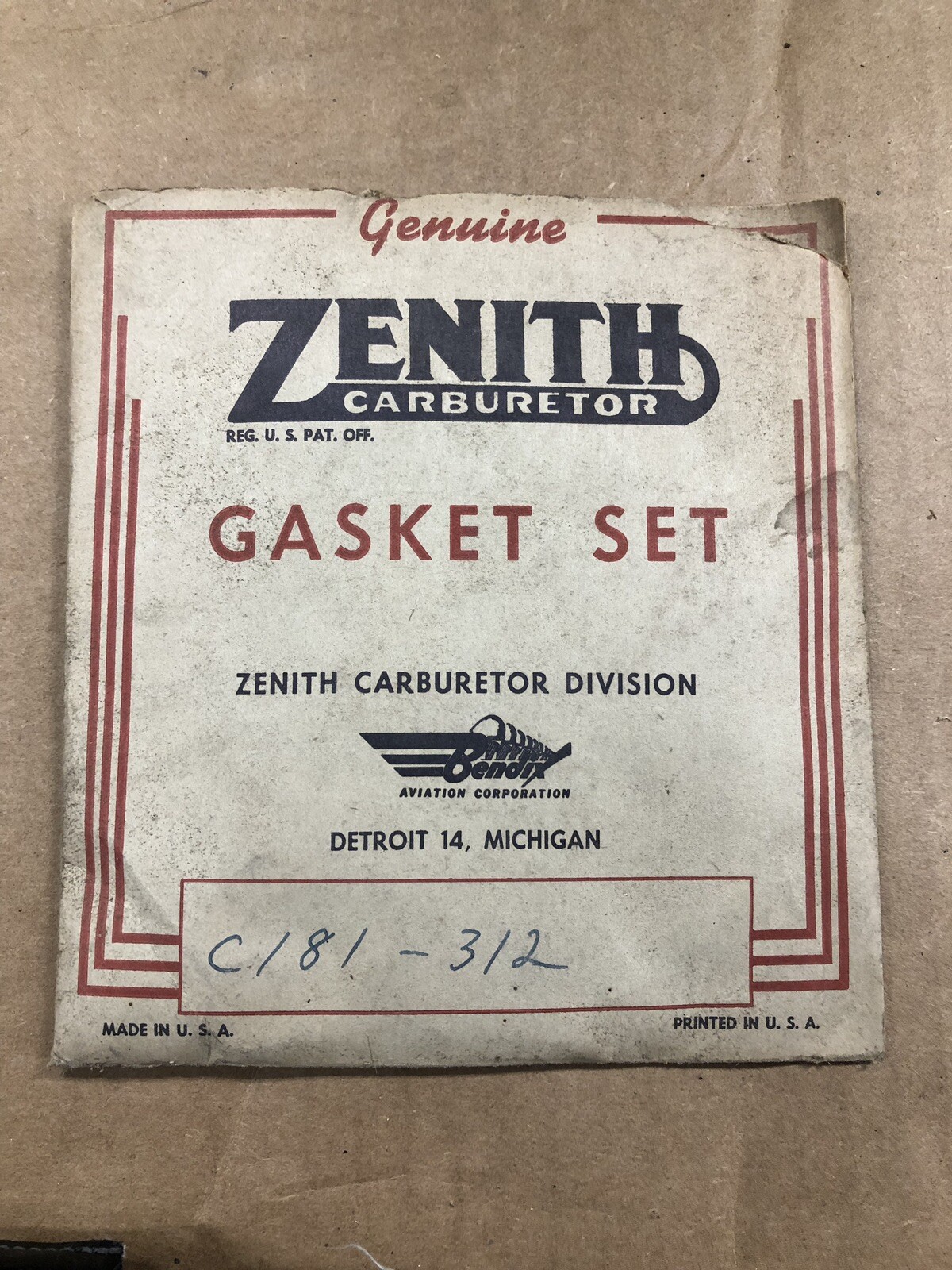 NOS ZENITH CARBURETOR GASKET KIT C181312 GOVERNOR CHOKE CARB ENGINE MOTOR FUEL eBay