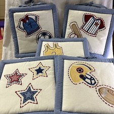 KidsLine Home Field Sports 5 Quilted Wall Hanging Kids/Baby Room 9.5  Sq