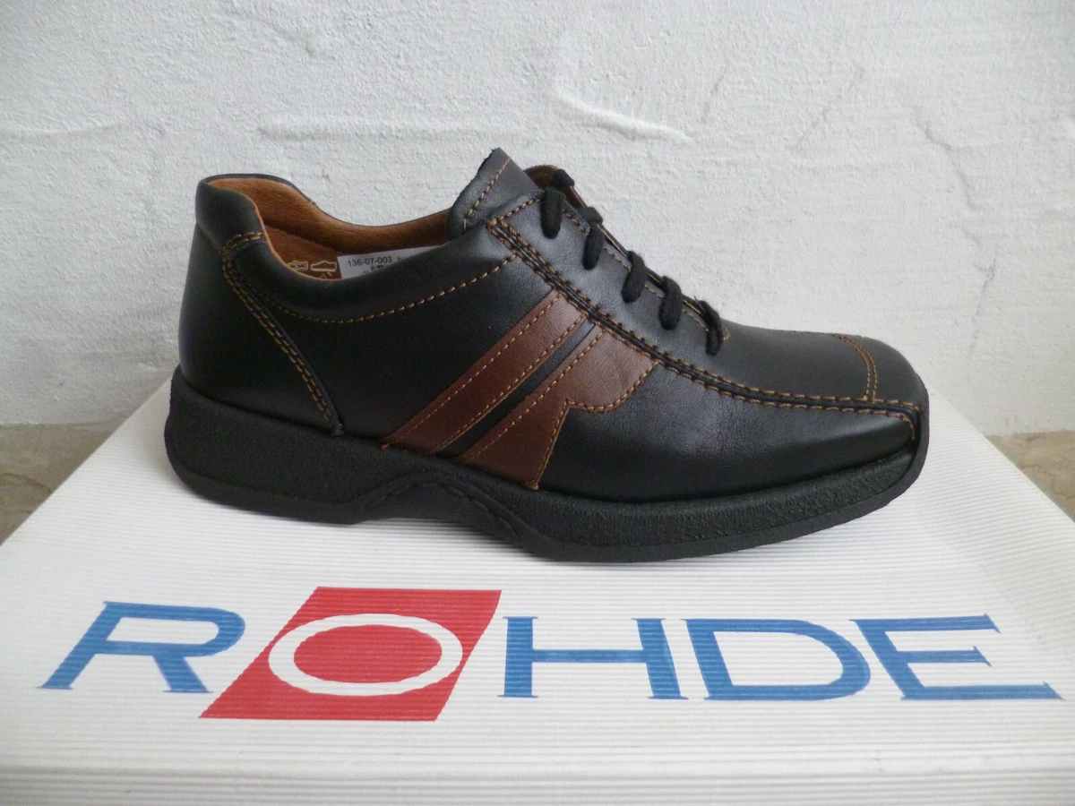 Rohde Lace Up Trainers Sneakers Low Shoes Black Leather 128290 New