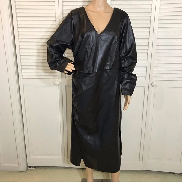 Faux leather dress size 18 shop