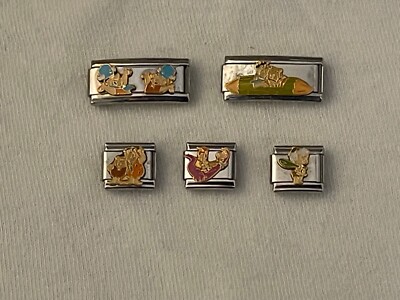 5 Flintstones Licensed Casa D'oro 9mm Italian Charm Charms Bracelet NEW