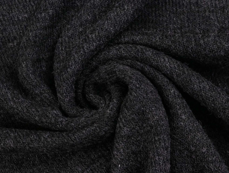 MARKENLOS WOLLSTRICK Melange Stoff Strickstoff weich warm Pullover ANTHRAZIT EUR 16,98/m