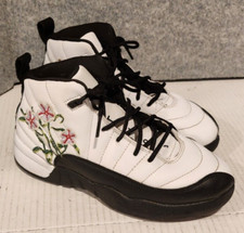 Nike Air Jordan 12 Retro GS Floral White Black Girls Size 2.5Y DR6954-100