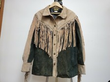 ⭐️⭐️ Incredible Bob Mackie Wearable Art Leather Western Jacket W/fringe Brow Xl
