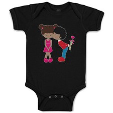Baby Bodysuit First Valentine Girl Kiss Brown B Valentins Day Funny Cotton