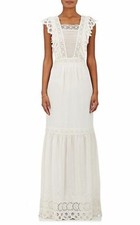 $750 ULLA JOHNSON Amelie Silk Embroidered Lace Ruffled Maxi Wedding Party Dress