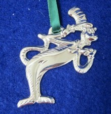 OFFICIAL MOVIE MERCHANDISE CAT IN THE HAT CHRISTMAS ORNAMENT SILVER DR. SEUSS 3"