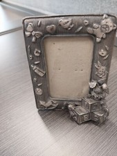 Vintage Pewter Baby Picture Frame 1.5 x 2.5 inch Photo 3D
