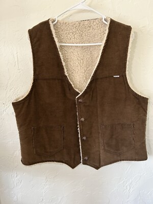 Vintage Nelson Corduroy Sherpa Vest Western X Large Mens Brown Tan