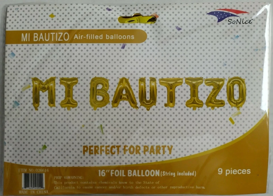 16" Gold Yellow Foil Balloons Mi Bautizo Banner Decoration Event Baptism Party - Image 2 of 4