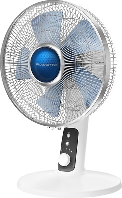 Rowenta Turbo Silence Table Fan 12 In. Ultra Quiet Oscillating Fan VU2730 White