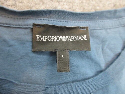Emporio Armani Shirt Mens Adult Large Blue Casual Lightweight Cotton Preppy - Picture 6 of 11