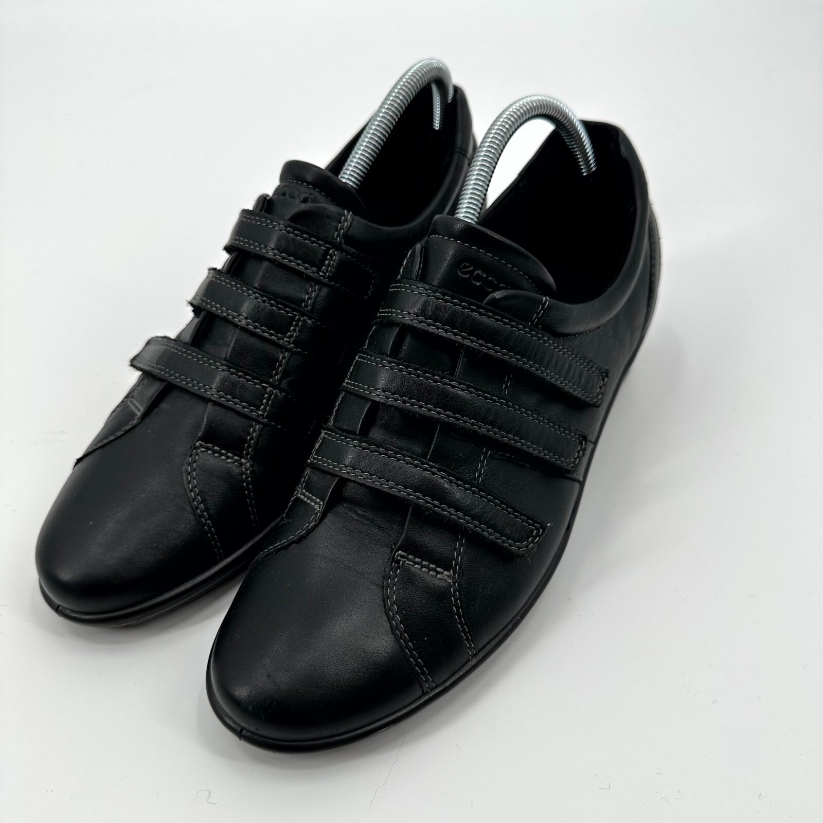 SAOLA Scarpe Ecco Comfort donna 10 nere tre cinturini tomaia pelle suola gomma