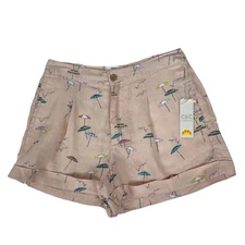 C & C California Women’s Shorts Sz 4 Multi Colors 100% Linen Pockets Pleated
