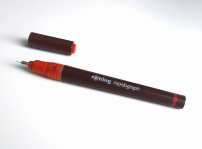 Tuschefüller rotring rapidograph 0,18mm mit Zeichenkegel und Leerpatrone 0,18 mm
