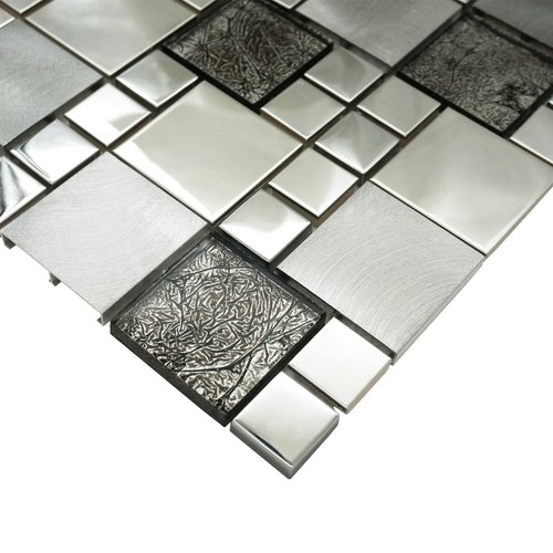 Mosaic Tiles Sheet Onyx Black Mix Squares For Wall Floor Bathroom - Picture 7 of 9