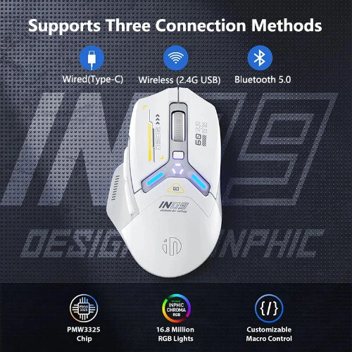 Wireless Rechargeable Gaming Mouse with Ergonomic Design and RGB Lighting
