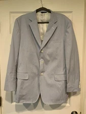 Brooks Brothers Men's Blue & White Pinstripe 1818 Regent Blazer, Size 46R