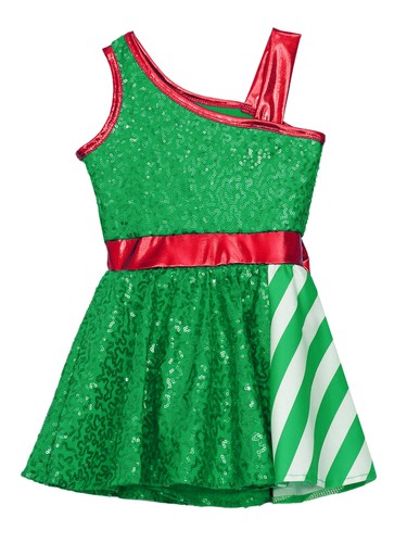 Girls Christmas Santa Claus Costume Sequin Striped Dance Dress Xmas Party AU - Picture 44 of 352