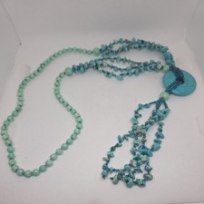 Boho Turquoise Color Beaded Necklace Bracelet Set Dyed Howlite Southwestern