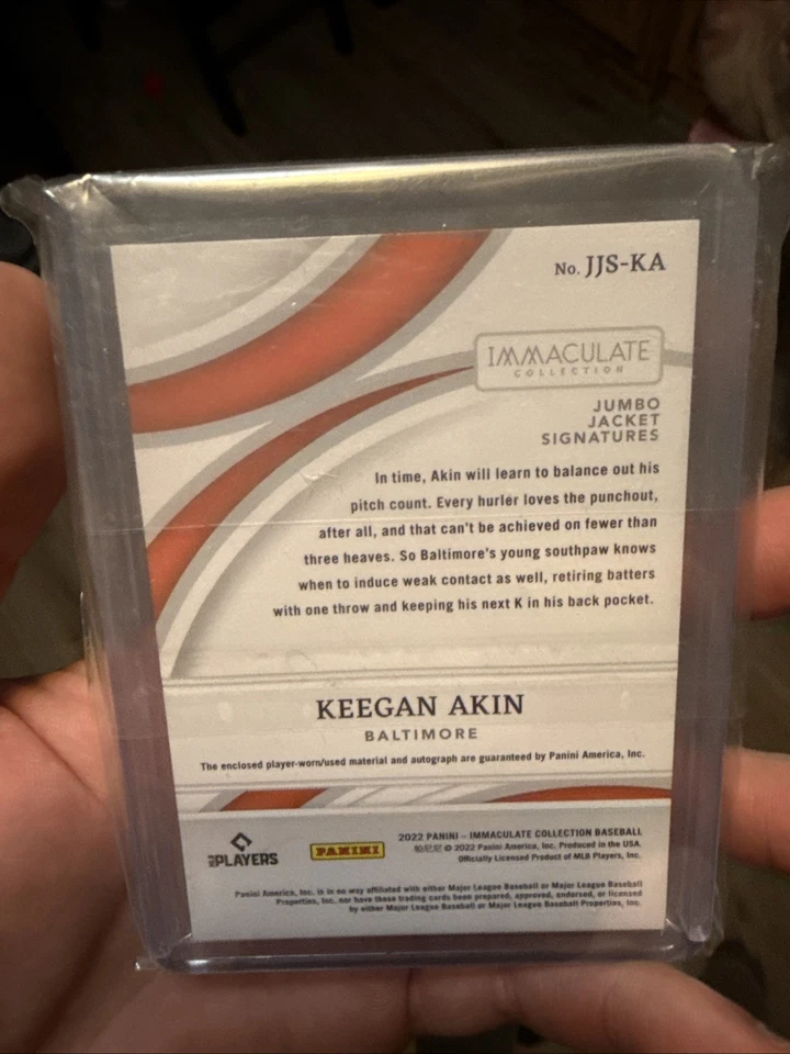 2022 Panini Immaculate Baseball/5 Crazy Patch Auto KEEGAN AKIN Baltimore Orioles - Image 3 of 3