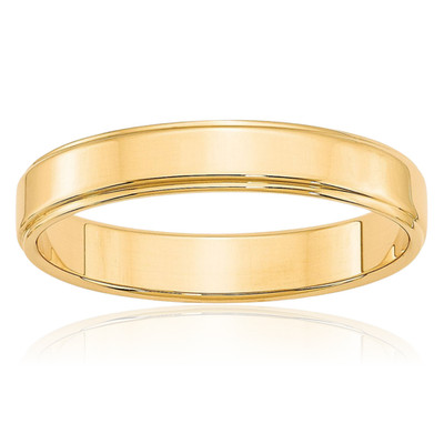 14K massives Gelbgold flach 4 mm klassischer Stufenrand schlicht Ehering Ring