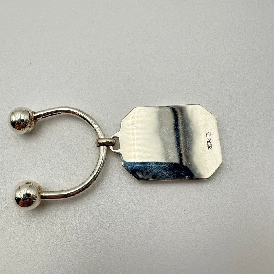 复古纯银马蹄形钥匙圈带吊坠 kBa — 第 2/4 张图片