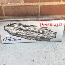 Prismatix Set of 4 Sculpted Corn Dishes Clear Shatterproof Resin 10.75" USA Made