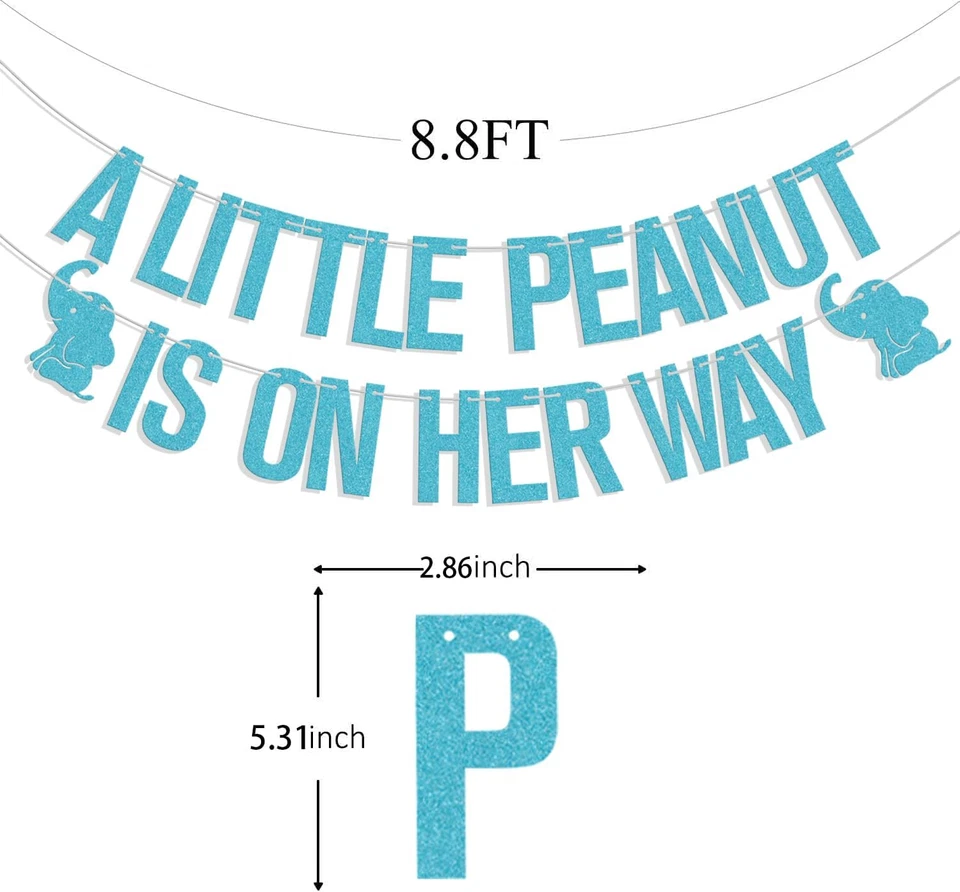 A Little Peanut Is On Her Way Banner Elefante Temática Baby Shower Decoraciones Gen Foto 3 de 4