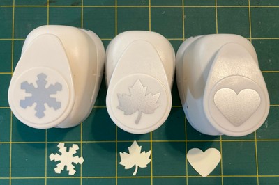 Lot 3 Birabira 1'' Heart Maple Leaf Snowflake Shape Lever Paper Punch Nature
