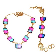 Bijoux collier bracelets en plaqué or 14 carats Bio-Tourmulian18-20''